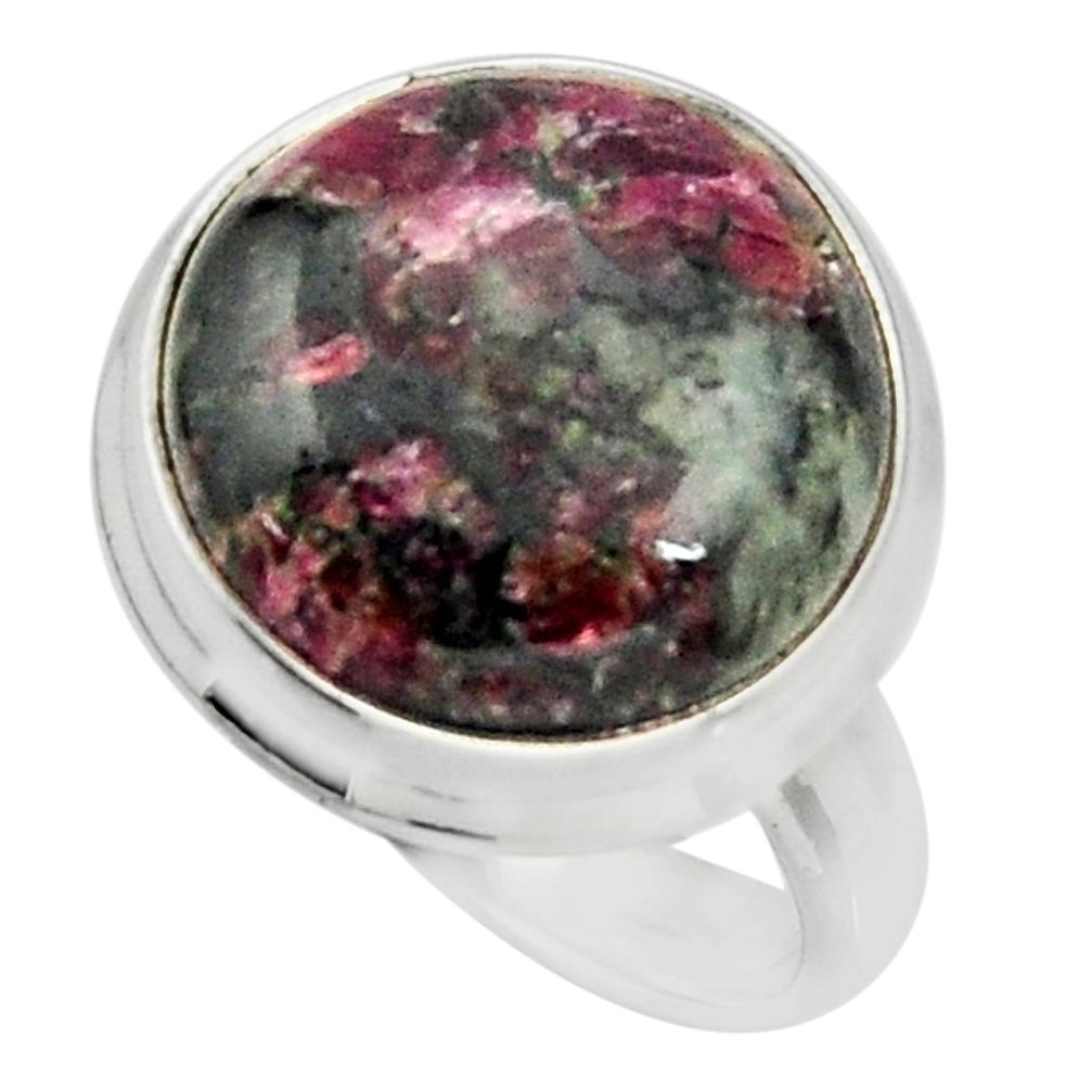 14.72cts natural pink eudialyte 925 sterling silver solitaire ring size 8 r26466