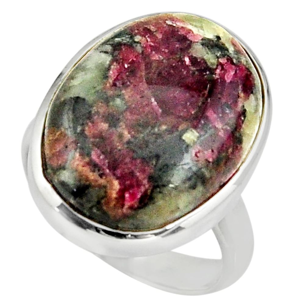 16.46cts natural pink eudialyte 925 sterling silver solitaire ring size 8 r26470
