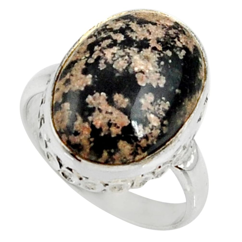 10.78cts natural pink firework obsidian 925 silver solitaire ring size 7 r28142