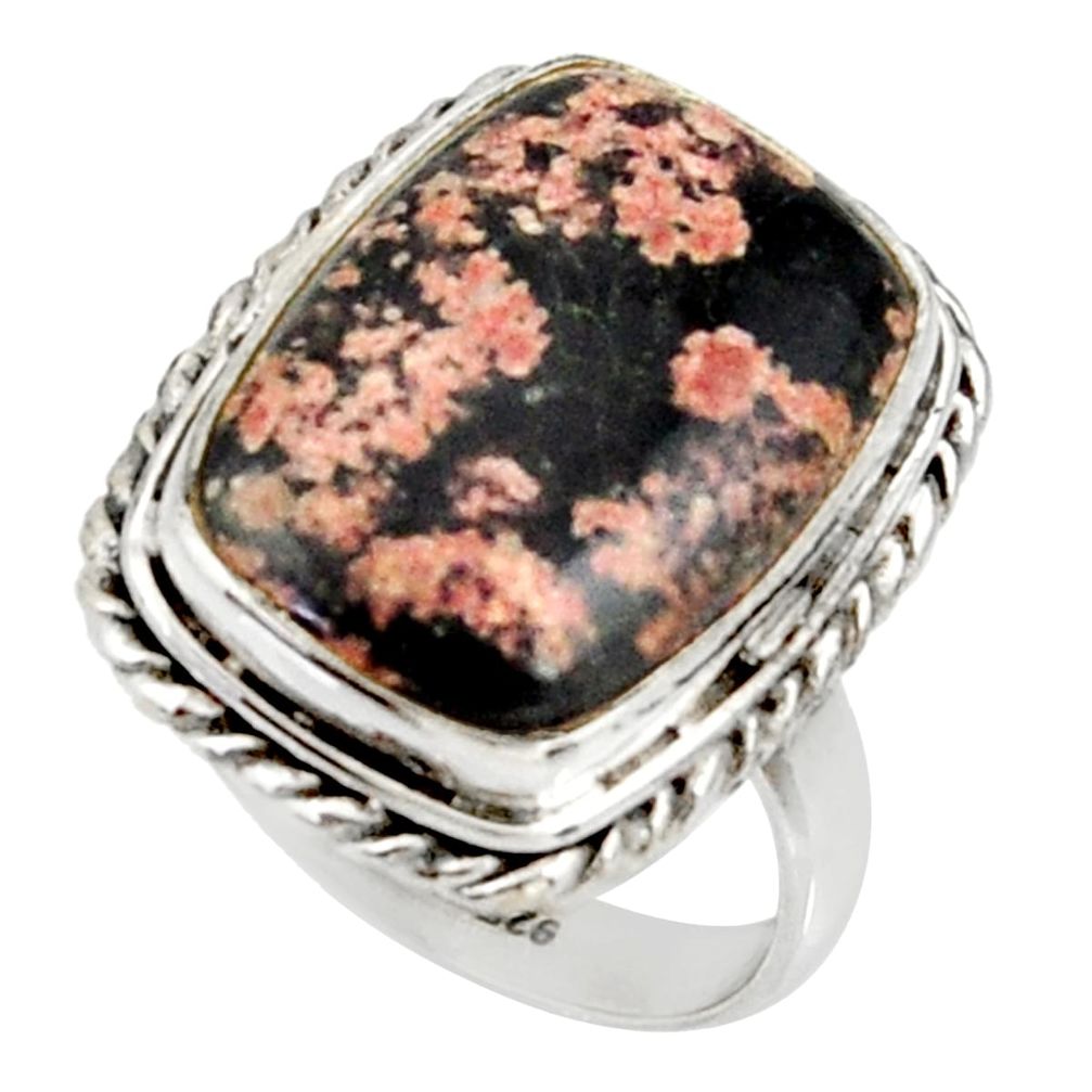 12.83cts natural pink firework obsidian 925 silver solitaire ring size 7 r28152