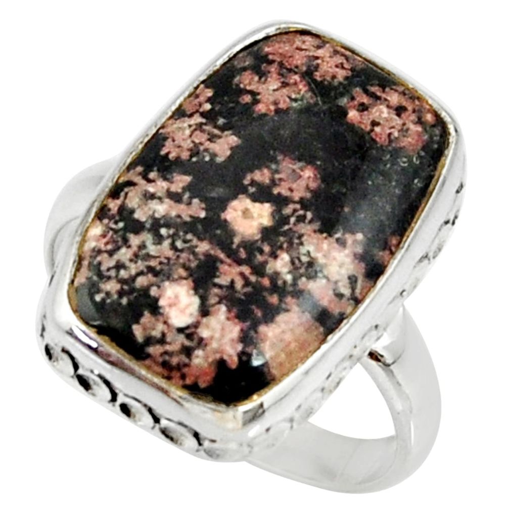 12.43cts natural pink firework obsidian 925 silver solitaire ring size 9 r28143