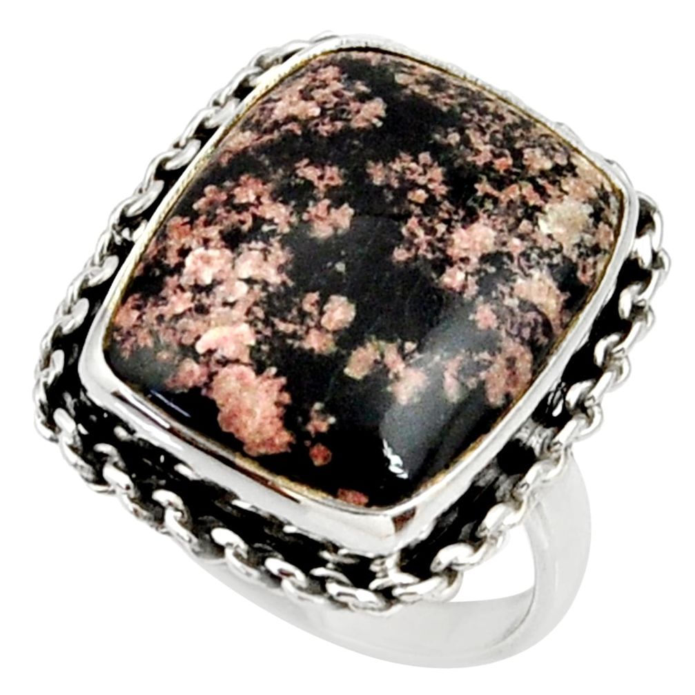 15.97cts natural pink firework obsidian 925 silver solitaire ring size 9 r28156