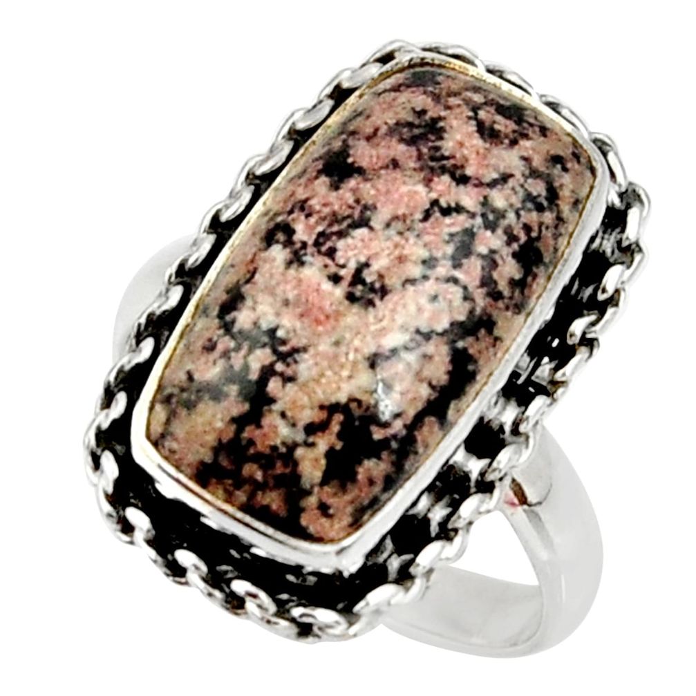 11.89cts natural pink firework obsidian silver solitaire ring size 8.5 r28147