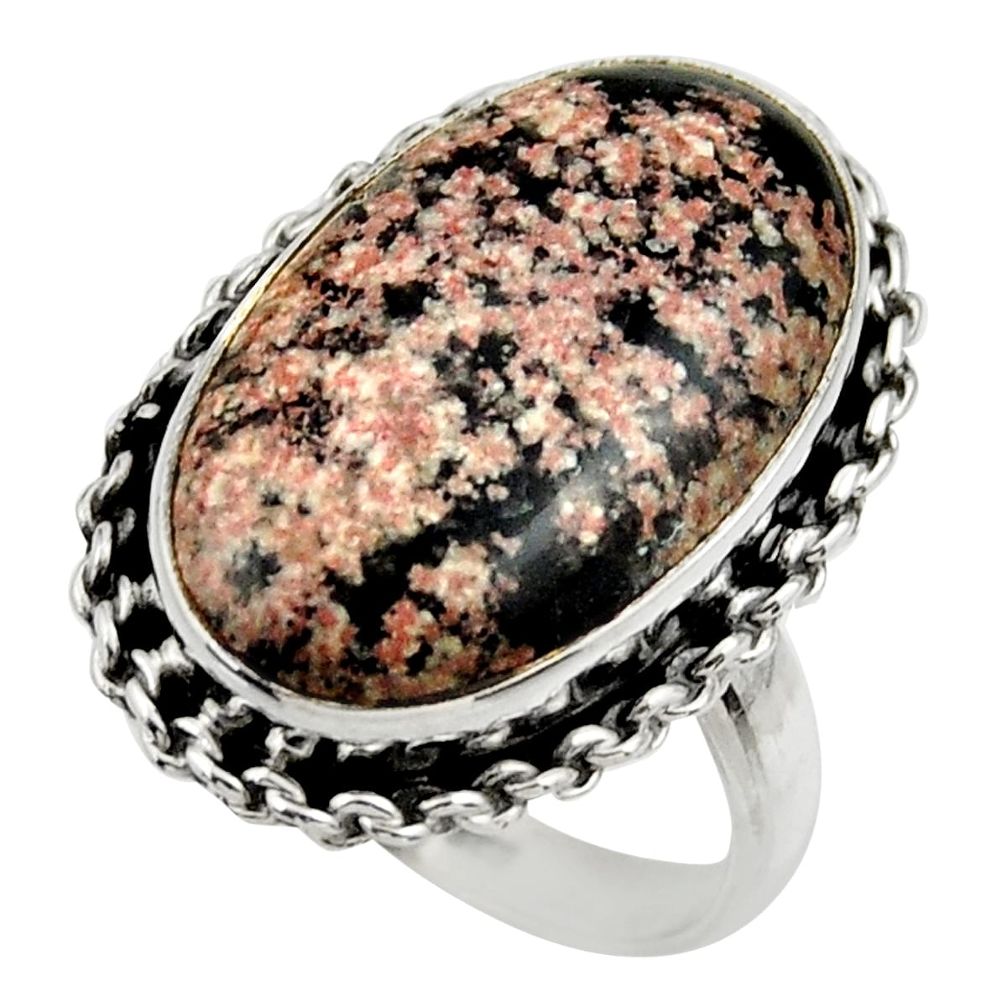 14.77cts natural pink firework obsidian silver solitaire ring size 8.5 r28647