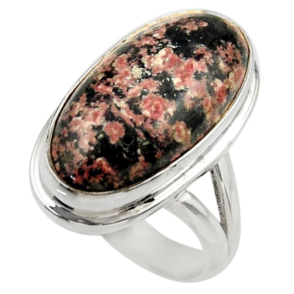 10.30cts natural pink firework obsidian silver solitaire ring size 6.5 r28809