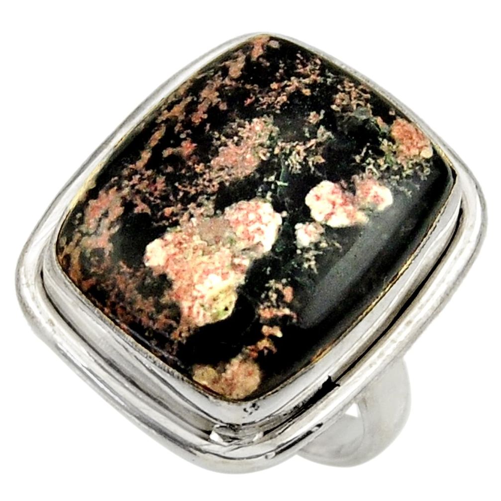 15.47cts natural pink firework obsidian silver solitaire ring size 7.5 r28811