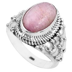 Clearance Sale- 4.55cts natural pink kunzite 925 sterling silver solitaire ring size 6.5 p81266
