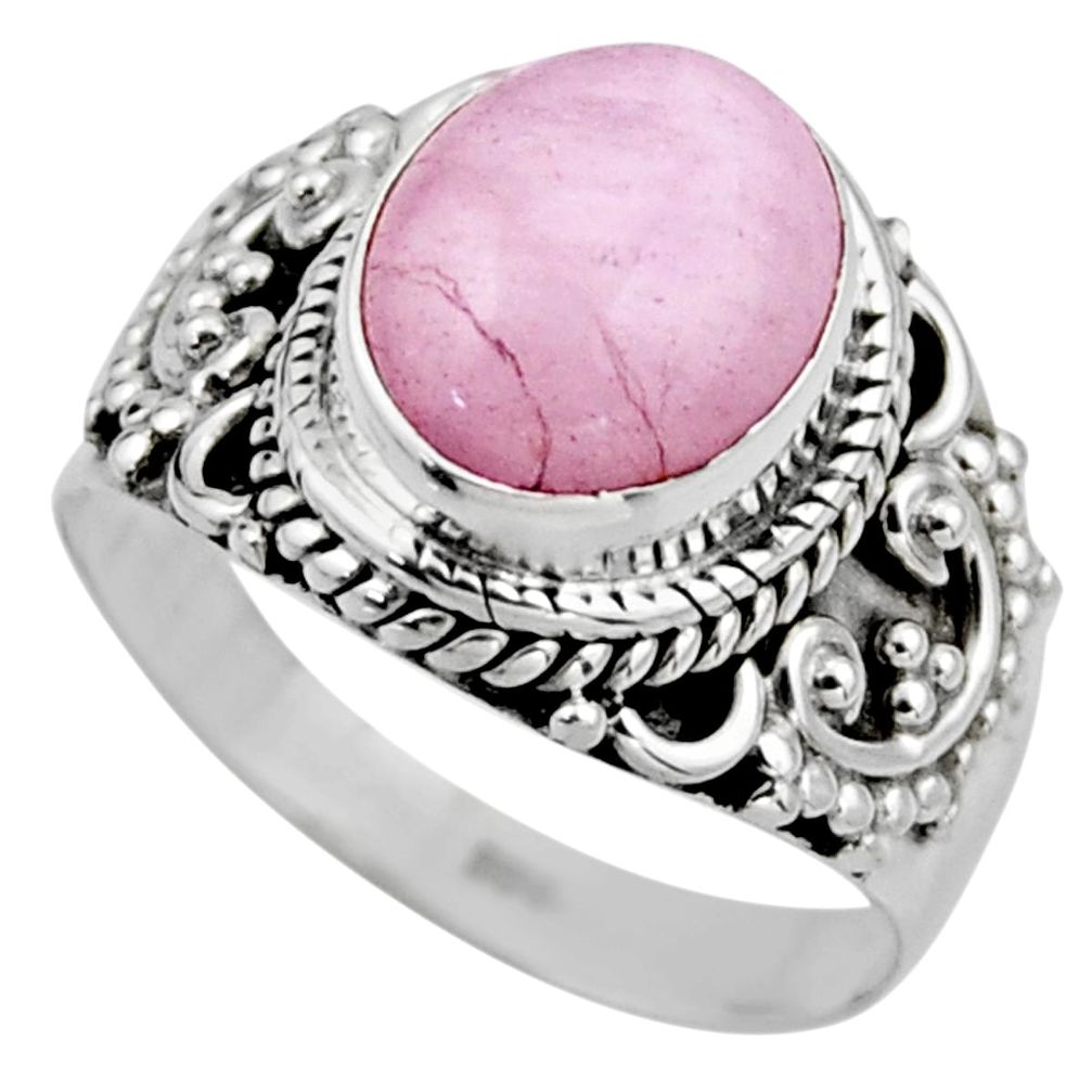 4.22cts natural pink kunzite 925 sterling silver solitaire ring size 6.5 r53521