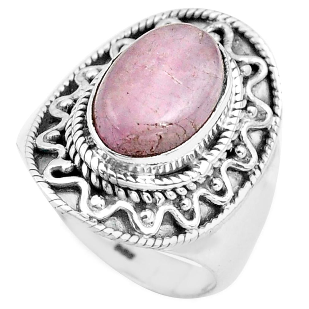 pink kunzite 925 sterling silver solitaire ring size 8 p81262