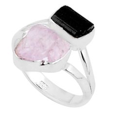 8.72cts natural pink kunzite tourmaline rough fancy silver ring size 8 u27177