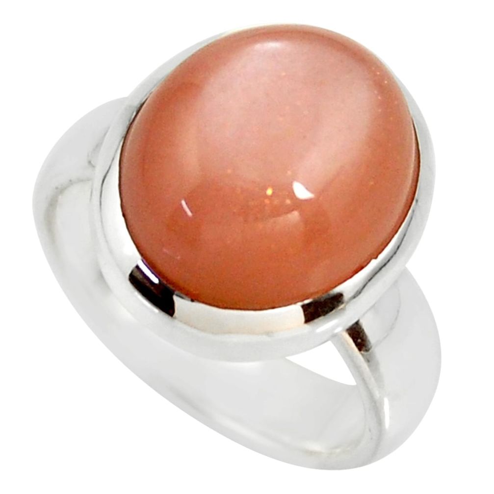 8.28cts natural pink moonstone 925 silver solitaire ring jewelry size 6.5 r34401