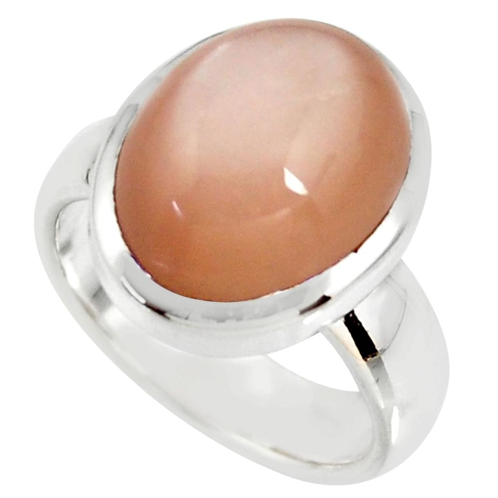 7.05cts natural pink moonstone 925 silver solitaire ring jewelry size 6.5 r34411