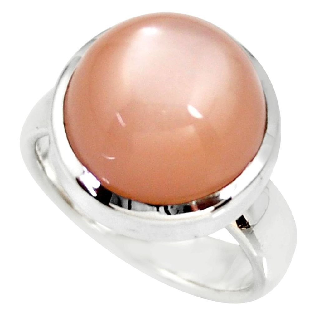 9.48cts natural pink moonstone 925 silver solitaire ring jewelry size 7.5 r34414