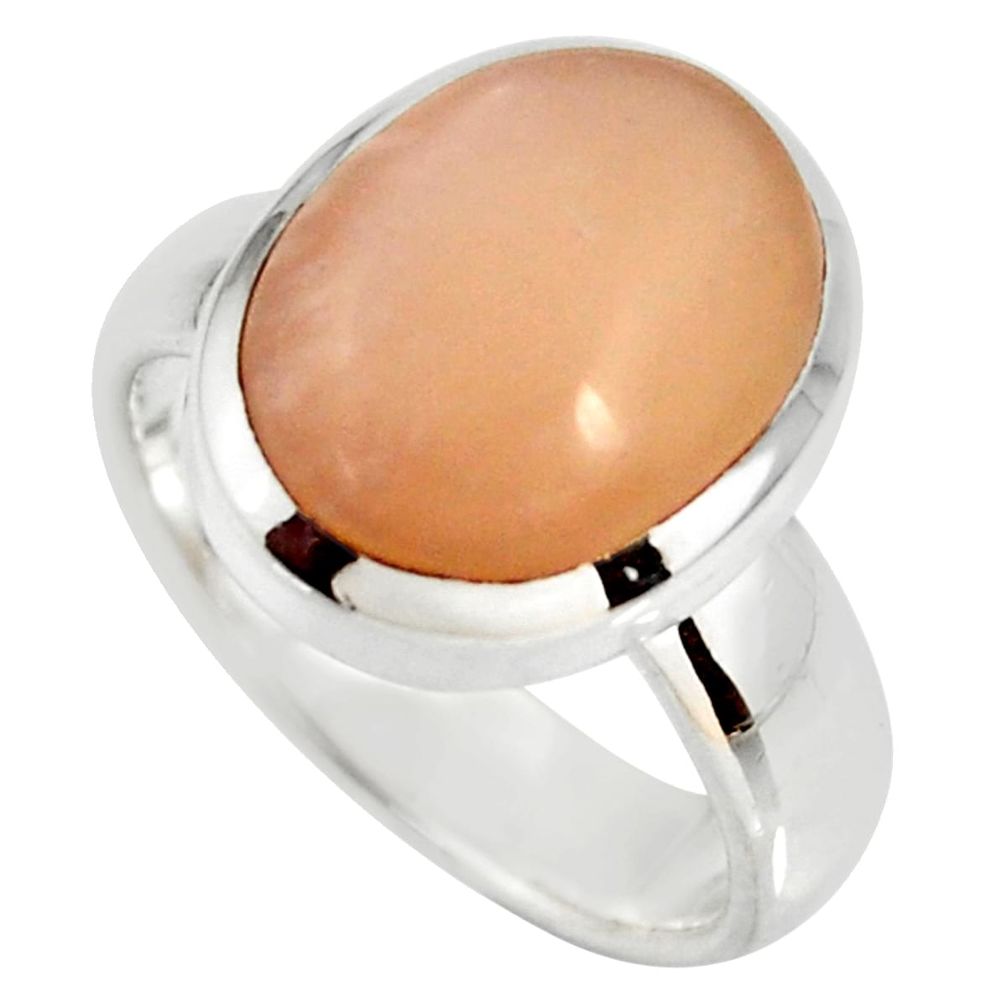 7.02cts natural pink moonstone 925 silver solitaire ring jewelry size 6.5 r34418