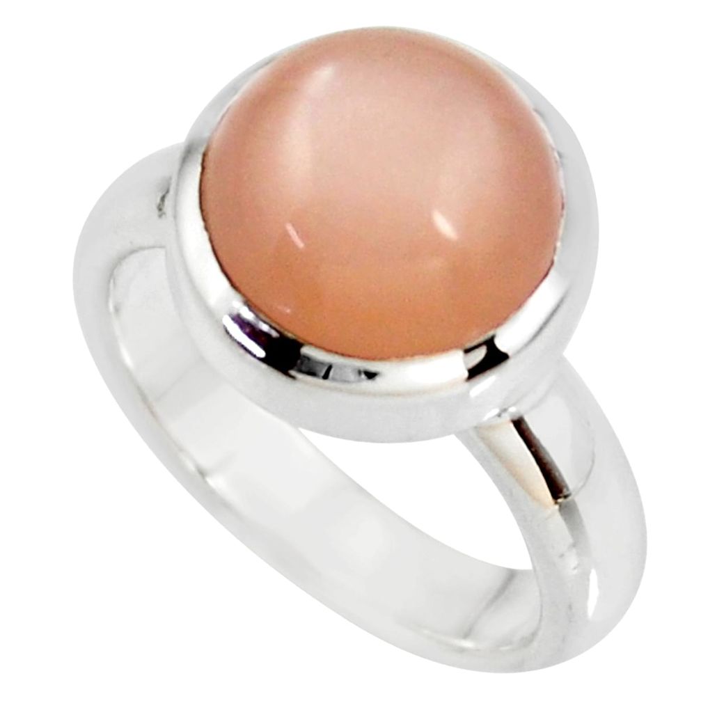 5.63cts natural pink moonstone 925 silver solitaire ring jewelry size 6 r34410