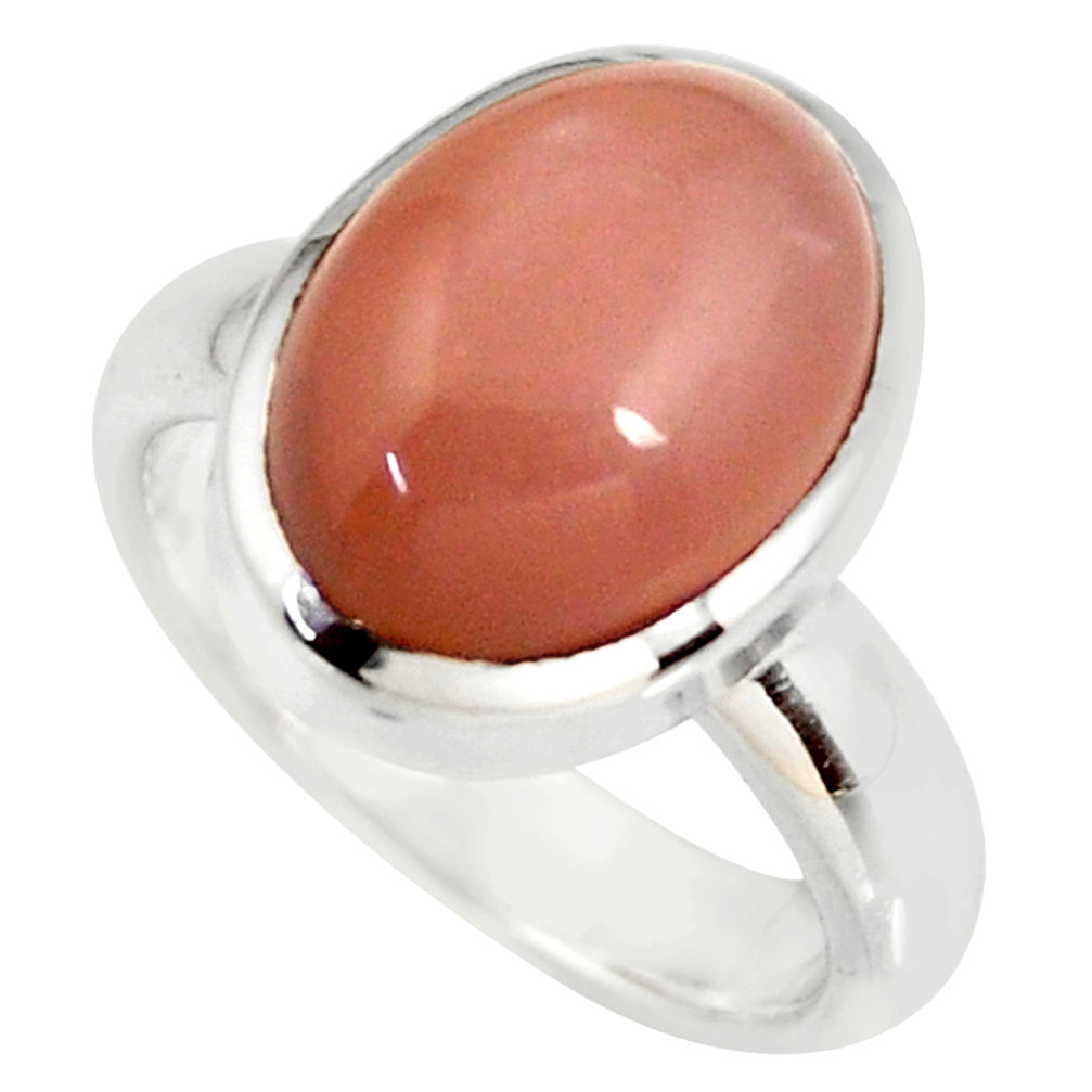 5.63cts natural pink moonstone 925 silver solitaire ring jewelry size 6 r34412