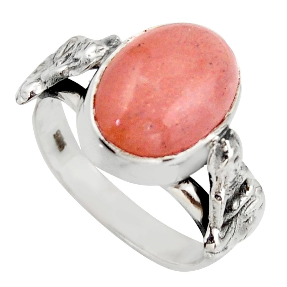 6.32cts natural pink moonstone 925 sterling silver ring jewelry size 7 d46128