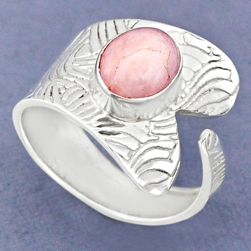 4.30cts natural pink morganite 925 silver adjustable ring jewelry size 10 r63354