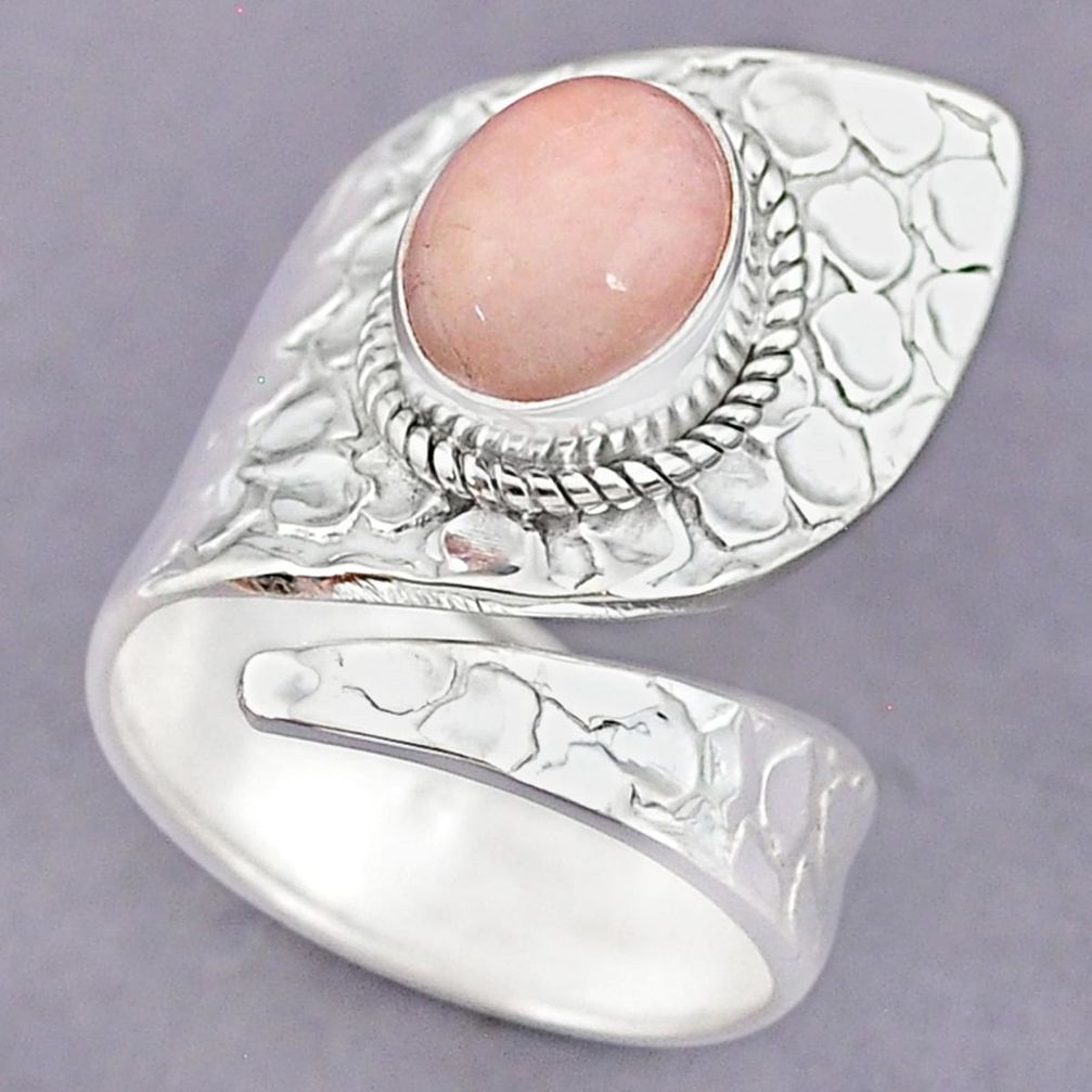 4.23cts natural pink morganite 925 silver adjustable ring size 8.5 r90612