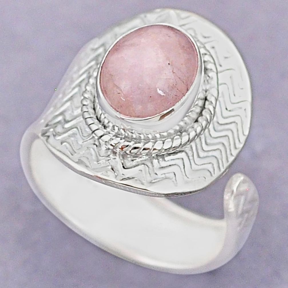 4.05cts natural pink morganite 925 silver adjustable ring size 8.5 r90679