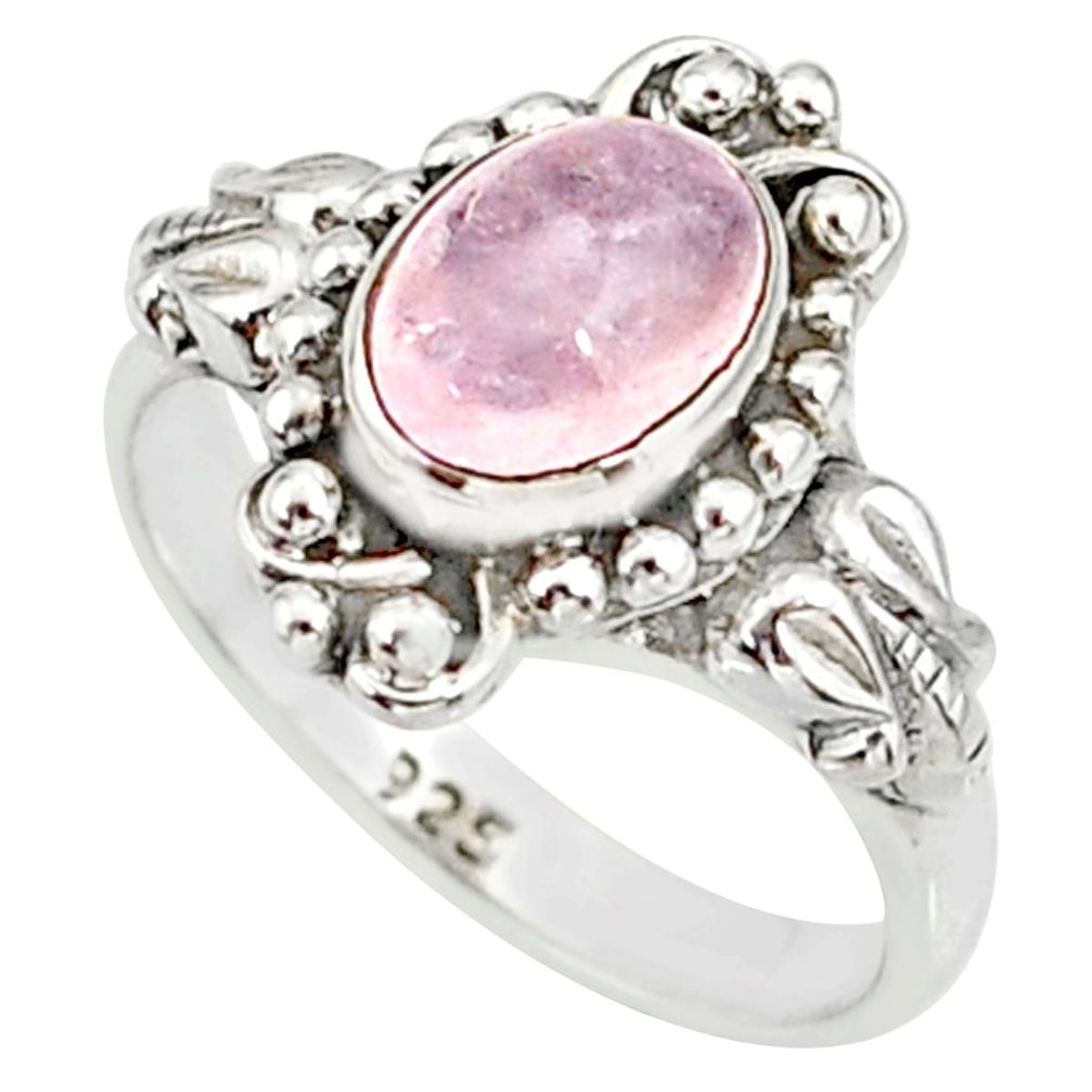 2.13cts natural pink morganite 925 silver solitaire handmade ring size 6 r82066