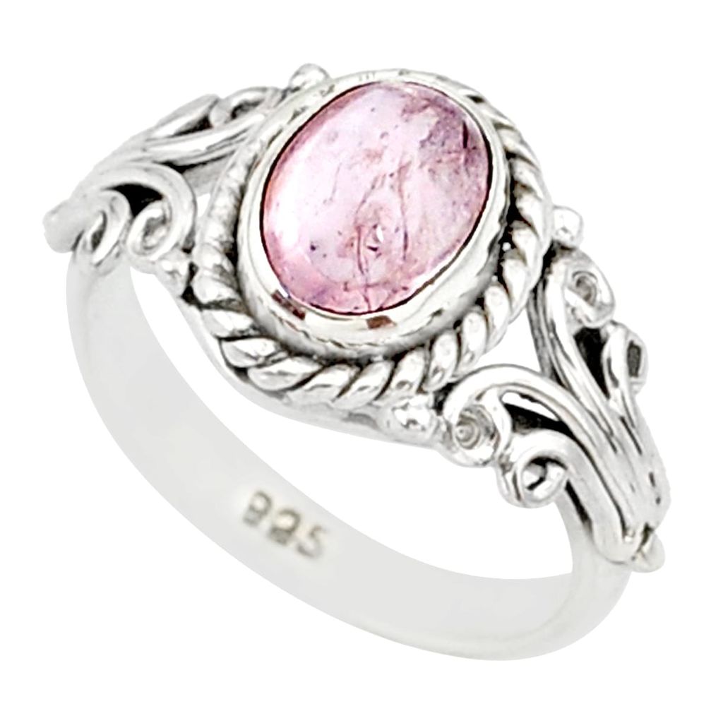 2.00cts natural pink morganite 925 silver solitaire handmade ring size 7 r82095