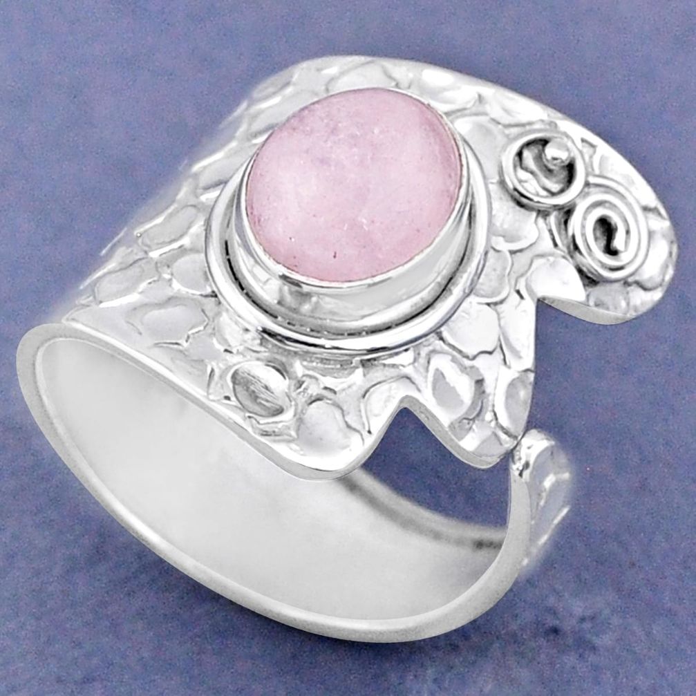 4.22cts natural pink morganite 925 sterling silver adjustable ring size 9 r63457