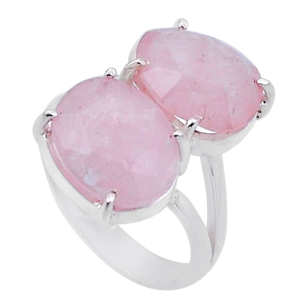 8.26cts natural pink morganite 925 sterling silver ring jewelry size 5.5 n52793