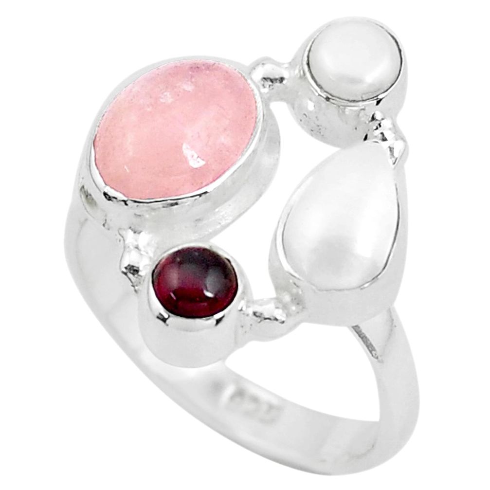 6.31cts natural pink morganite garnet 925 sterling silver ring size 7 p52703