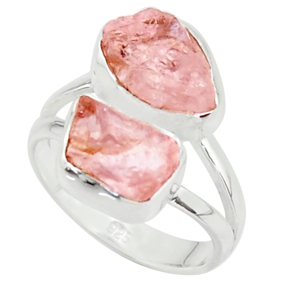 9.16cts natural pink morganite rough 925 sterling silver ring size 6 r38287