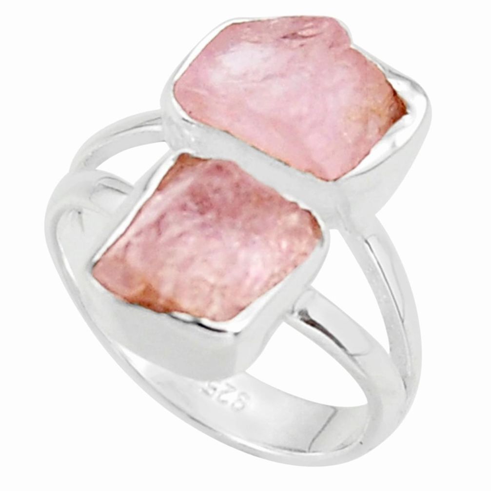 8.71cts natural pink morganite rough 925 sterling silver ring size 6 r38293