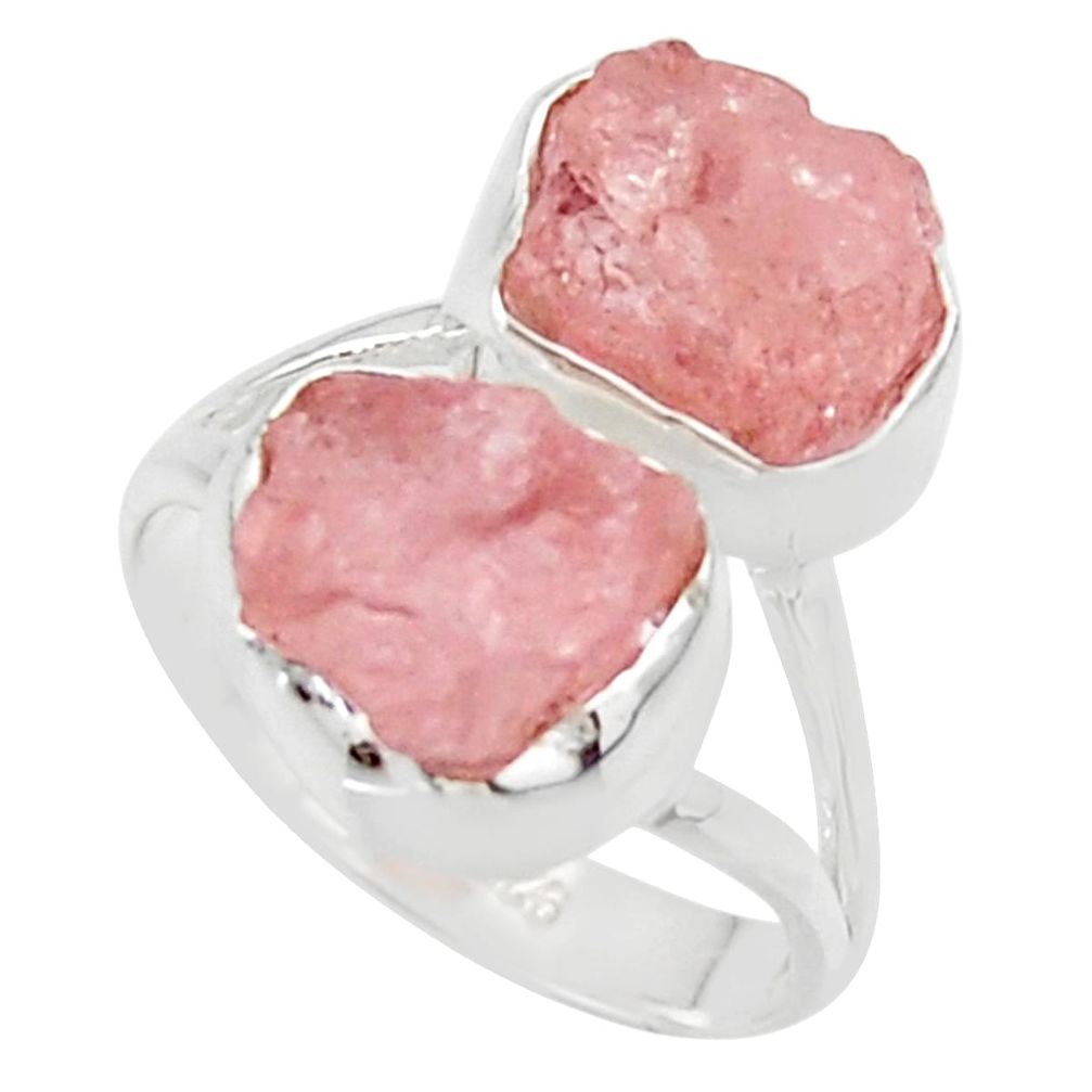 10.32cts natural pink morganite rough 925 sterling silver ring size 6 r49079