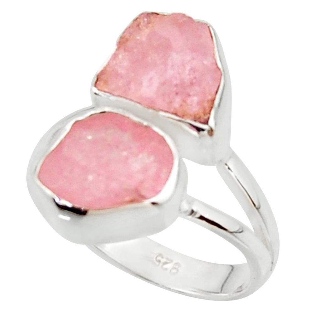 9.18cts natural pink morganite rough 925 sterling silver ring size 7 r38294