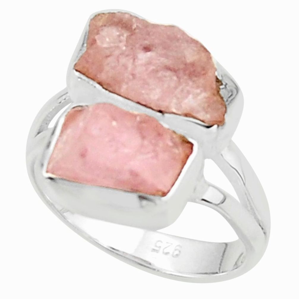 9.61cts natural pink morganite rough 925 sterling silver ring size 7 r38297