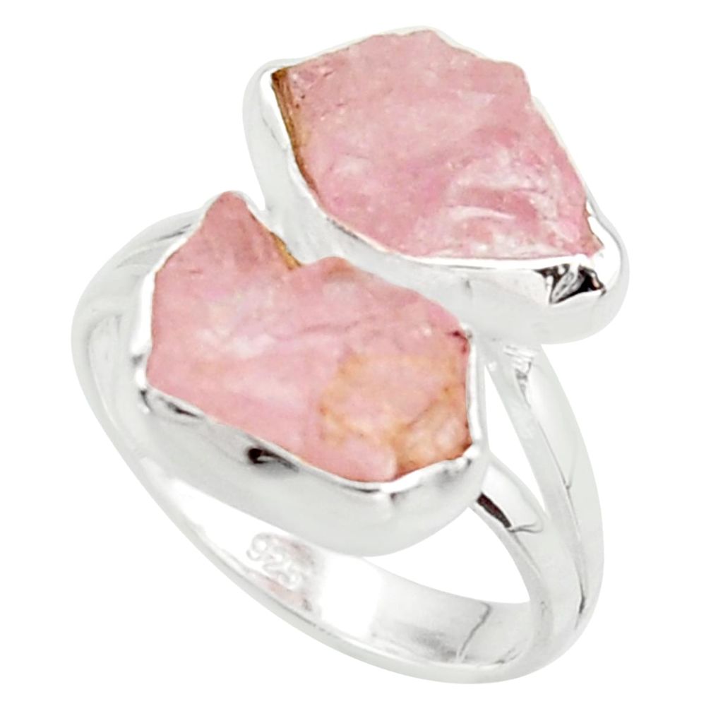 10.78cts natural pink morganite rough 925 sterling silver ring size 8 r38286