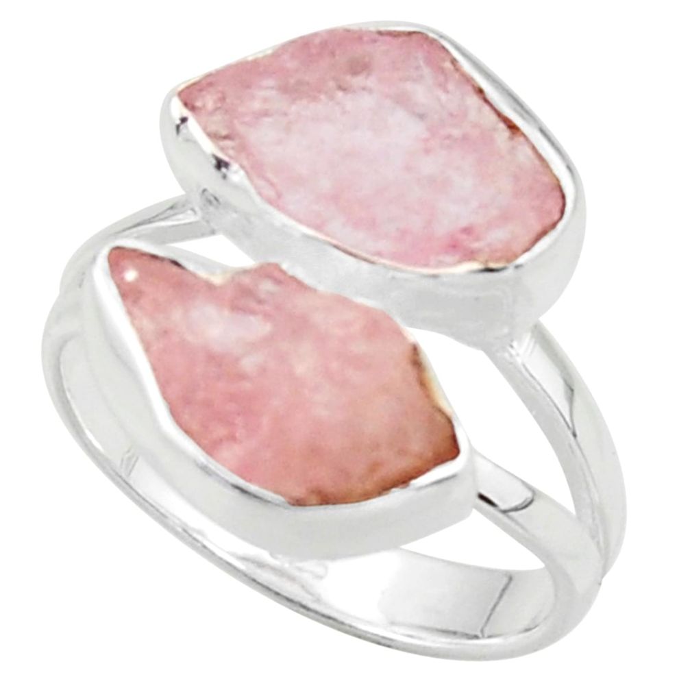 10.31cts natural pink morganite rough 925 sterling silver ring size 8 r38295