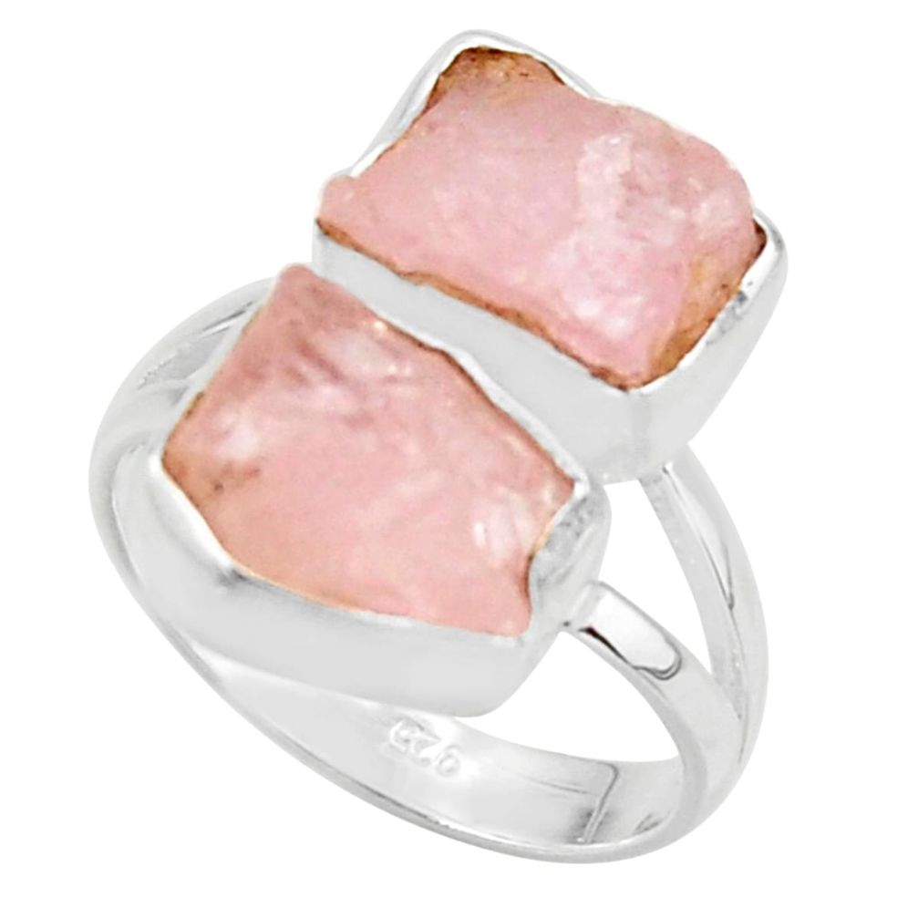 11.23cts natural pink morganite rough 925 sterling silver ring size 8 r38298