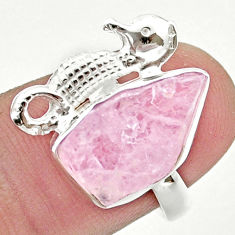 6.02cts natural pink morganite rough fancy silver seahorse ring size 8 u42145