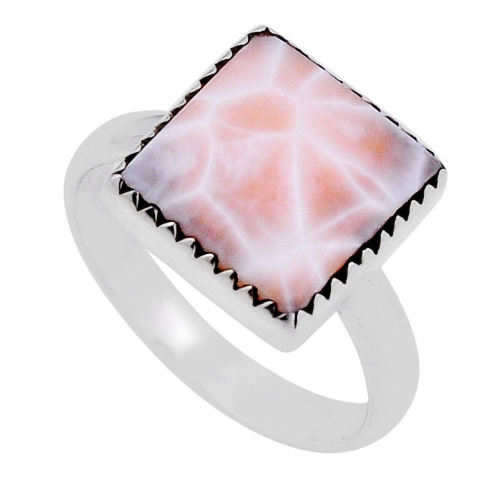 6.87cts natural pink natrolite 925 sterling silver ring jewelry size 9 n50044