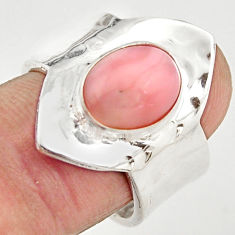 4.28cts natural pink opal 925 silver adjustable solitaire ring size 7 r21292