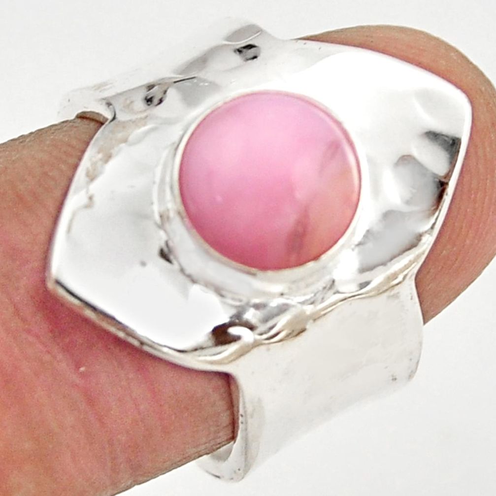 3.01cts natural pink opal 925 silver adjustable solitaire ring size 7 r21296