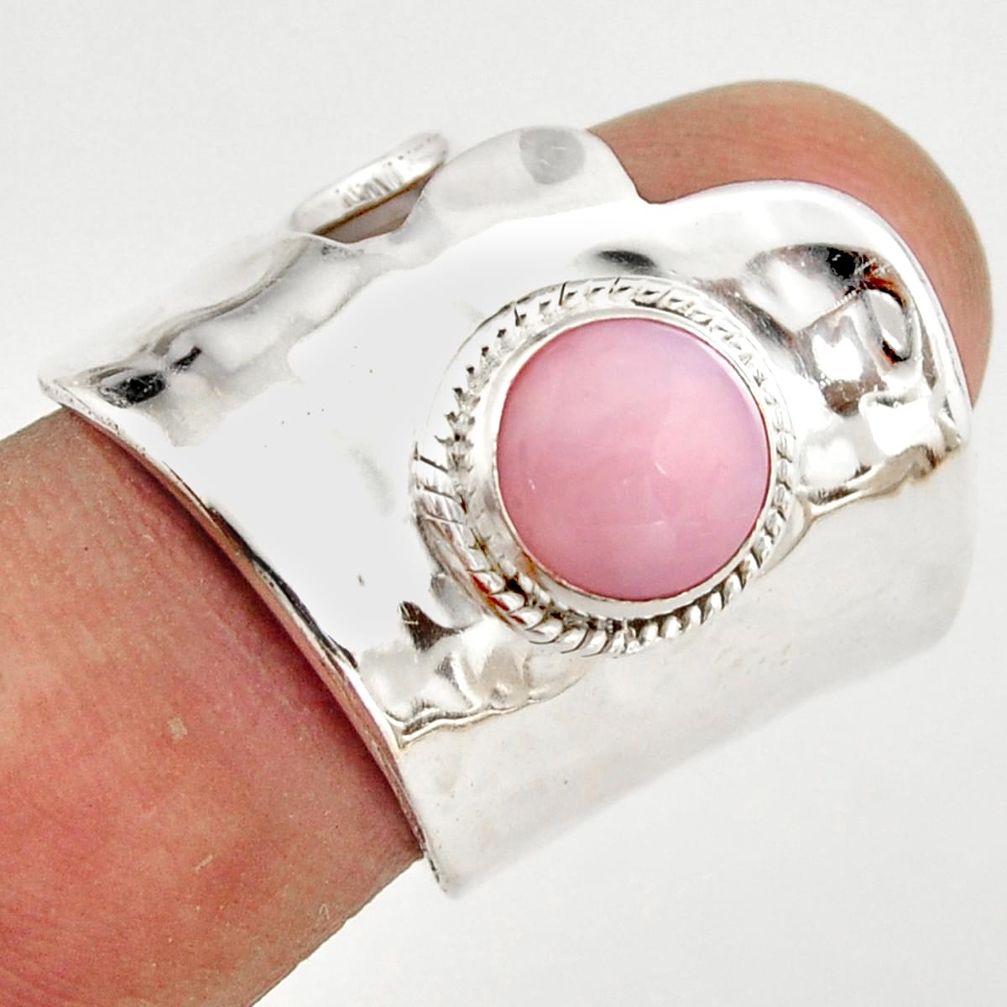 3.28cts natural pink opal 925 silver adjustable solitaire ring size 8 r21297