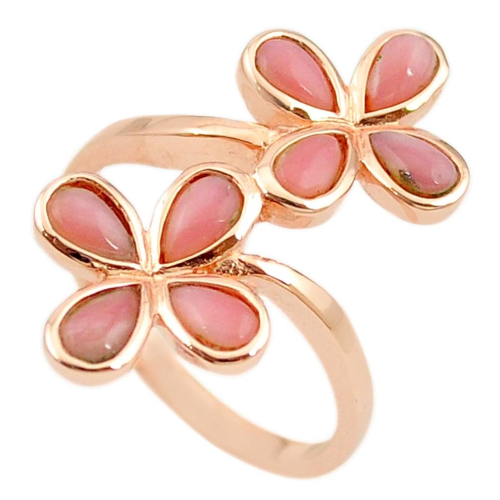 Natural pink opal 925 sterling silver 14k rose gold ring size 9 a68233 c15047