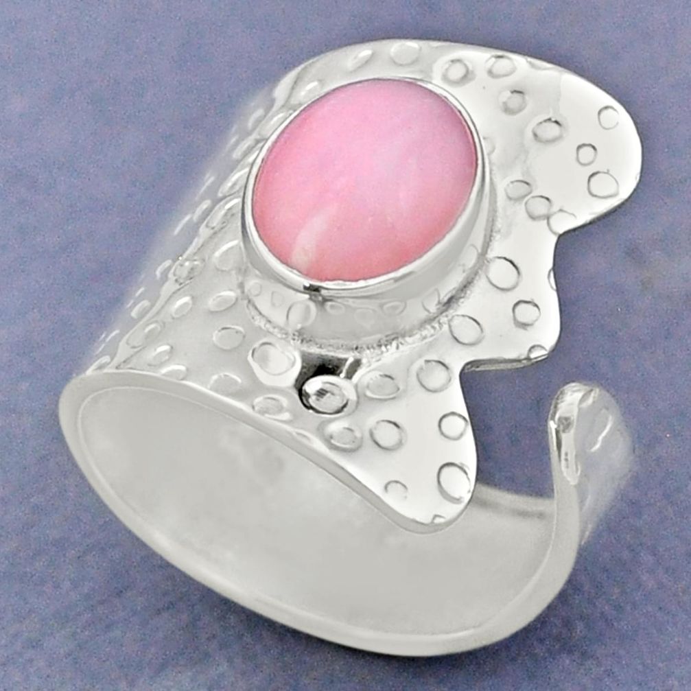 3.83cts natural pink opal 925 sterling silver adjustable ring size 8 r63408