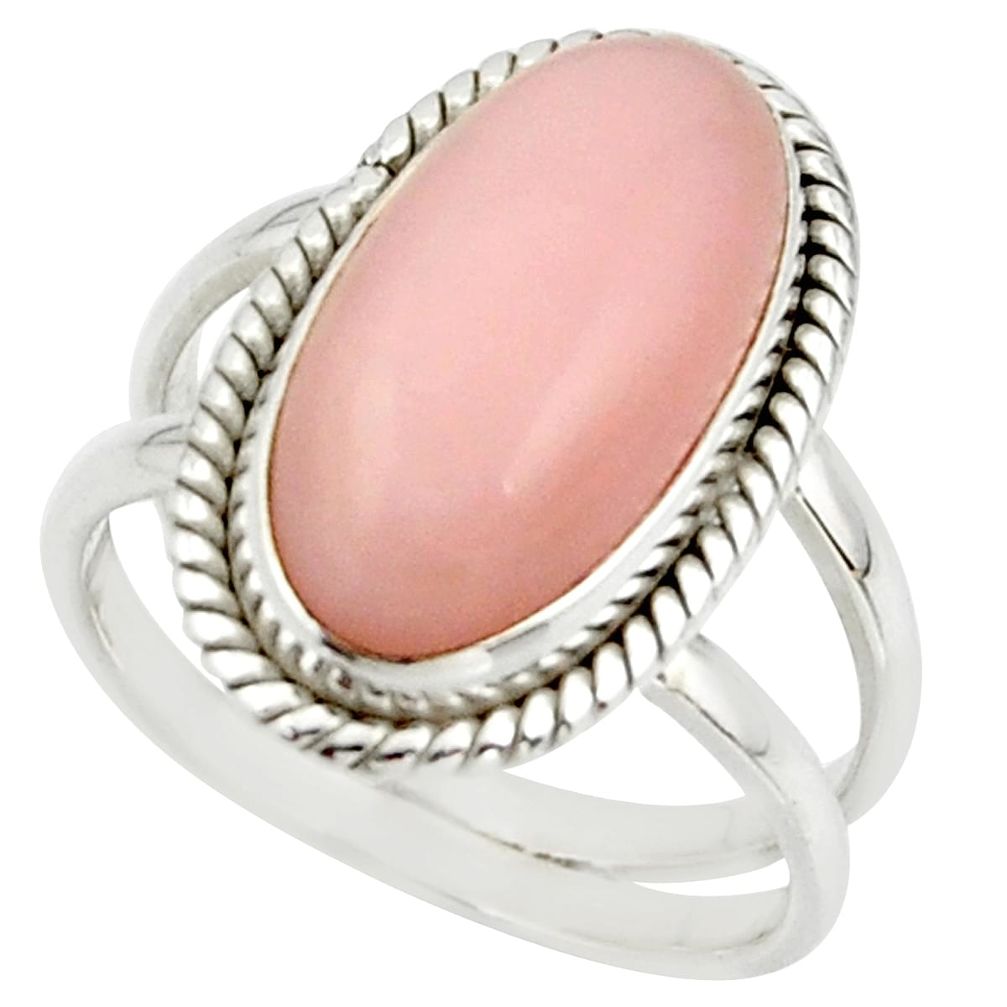 6.41cts natural pink opal 925 sterling silver ring jewelry size 8 r42248