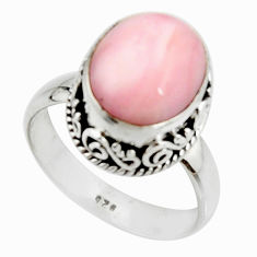 4.92cts natural pink opal 925 sterling silver solitaire ring size 7.5 r22020