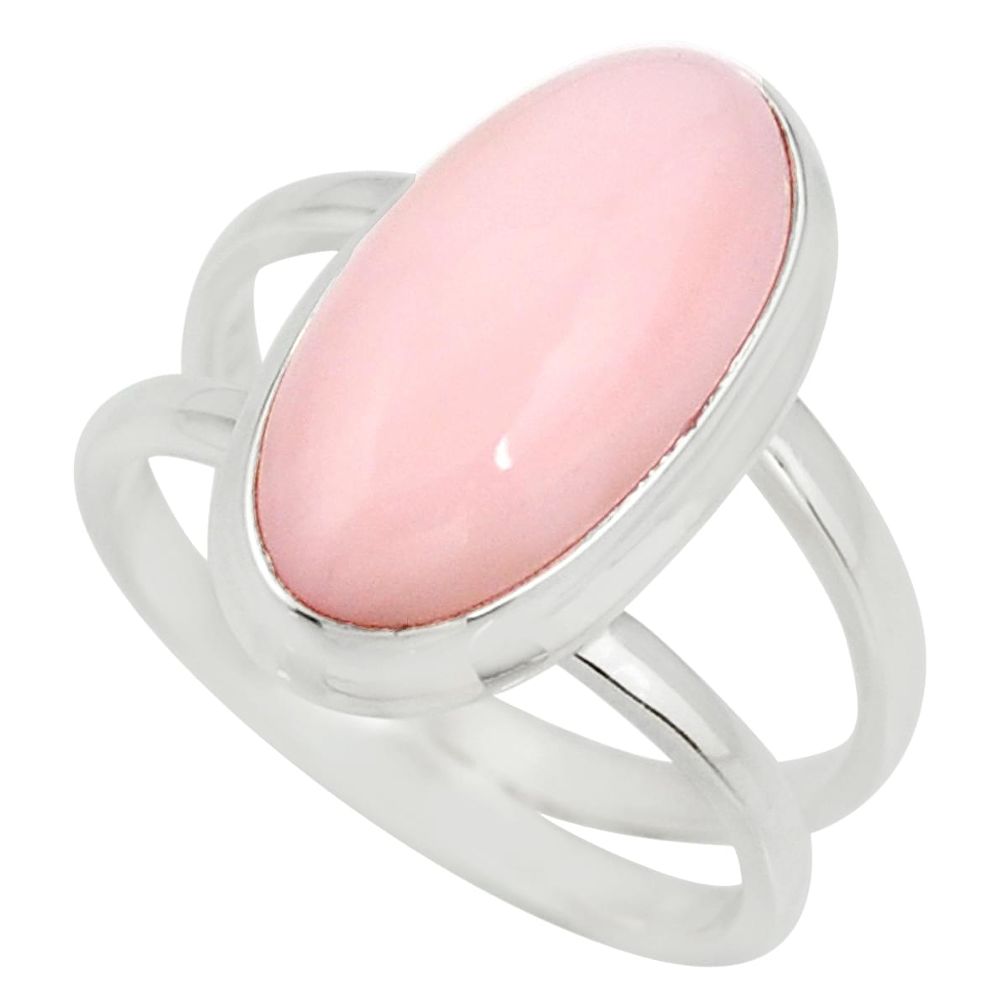 6.03cts natural pink opal 925 sterling silver solitaire ring size 8.5 r27245