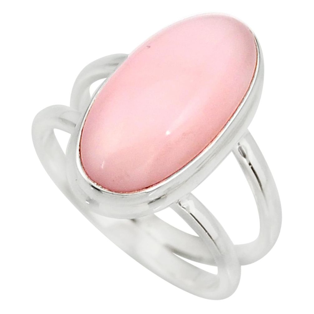 5.79cts natural pink opal 925 sterling silver solitaire ring size 7.5 r27247