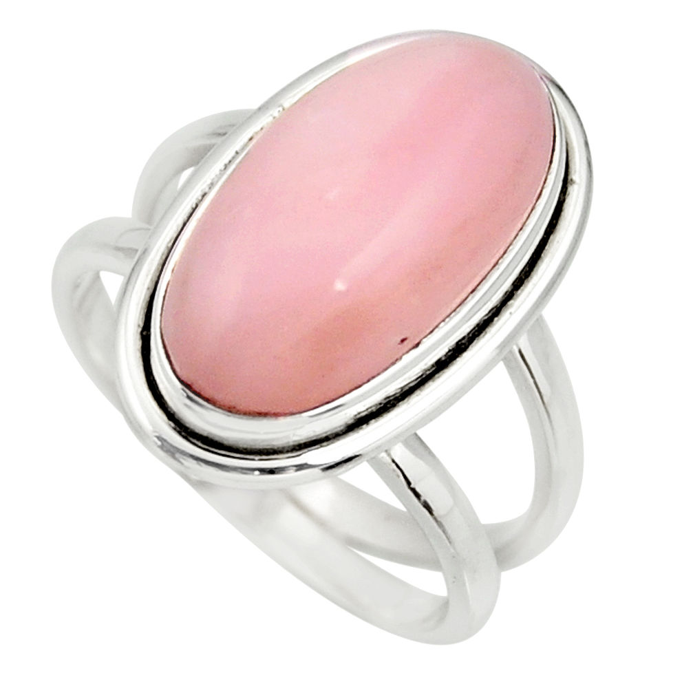 5.79cts natural pink opal 925 sterling silver solitaire ring size 7.5 r27250