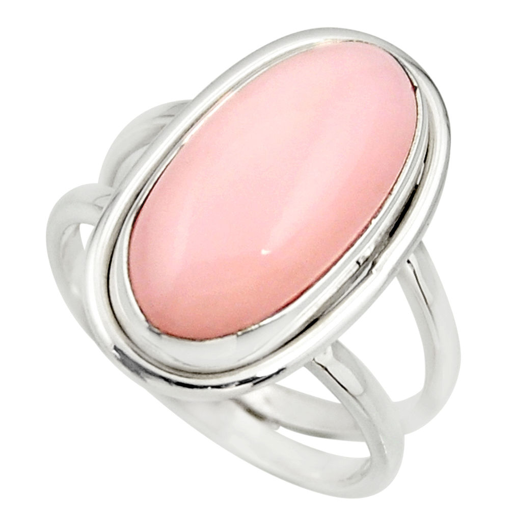 5.53cts natural pink opal 925 sterling silver solitaire ring size 7.5 r27252